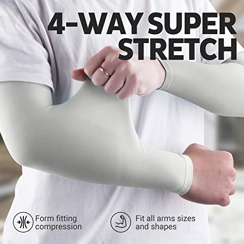 HEGCOIIE UV Sun Protection Arm Sleeves for Men & Women - Tattoo Cover Up - UPF 50 Cooling Sleeve for Golf, Cycling - color: 6 Pairs - Black 2 Pairs & White 2 Pairs & Gray 2 Pairs
