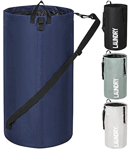 Chrislley 106L Collapsible Laundry Basket, Laundry Backpack, Laundry Bag - color: dark blue