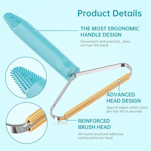 Pet Hair Remover, Dog Cat Carpet Rake, Lint Remover Shaver for Sofas 3-Pack - color: Sky Blue With Gray
