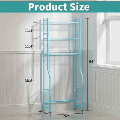 3-Tier Over Toilet Storage, Anti-Tip, 64" H, Blue - color: Blue