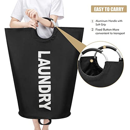 Maxsilan 125L X-Large Laundry Basket Bag, Collapsible Tall Hamper, Black - color: Black, size: 125L