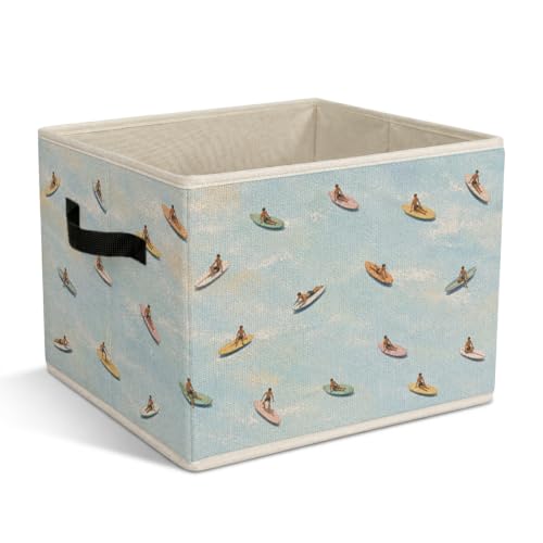 Coastal Surf Foldable Storage Bins with Handles Surfing Gifts - color: blue surf man