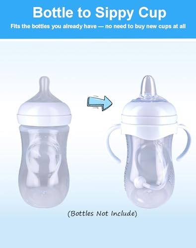Sippy Cup Conversion Kit for Philips Avent Natural Baby Bottles, Weighted Straw Transition Set with Soft Silicone Spout Nipples, Bottle Handles & Cleaning Brushes, 4 Pack, 6m+ - size: 1 Count (Pack of 4)