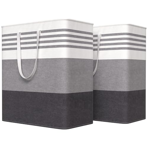 WOWBOX 2 Pack Laundry Baskets, Collapsible Dirty Clothes Laundry Hampers - color: Grey, size: 100L