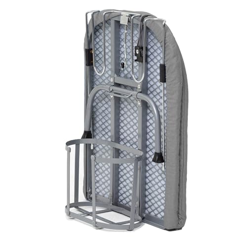 Small Ironing Board with Iron Holder, RAINHOL Grey Foldable Mini Iron Table - color: Gray, size: Steel Mesh with Iron Holder