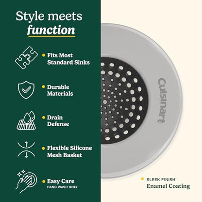 Cuisinart Stainless Steel Kitchen Sink Drain Strainer, 2-Pack, 4.35" - color: Light Gray