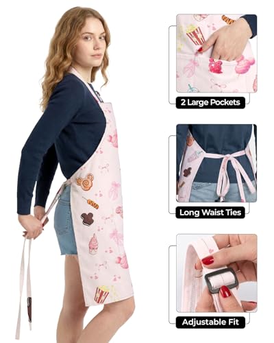 Women Apron, Cute Kitchen Aprons for Women, Girls - color: Cute Snacks