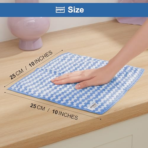 JOYMOOP 54 Packs Microfiber Cleaning Cloths, 10" x 10" Kitchen Towels – Reusable Cleaning Rags, Lint-Free, Super Absorbent Cleaning Cloths for Kitchen, Car, and Household Cleaning, Blue - color: Blue, size: 10"x10" - 54pcs