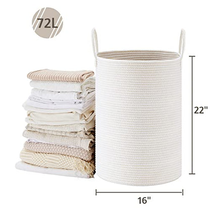 VIPOSCO 72L Tall Woven Laundry Basket Hamper, White - color: White, size: 72L