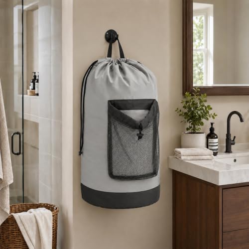 Laundry Bag Backpack Foldable Laundry Backpack College with Straps Large Capacity Portable Laundry Bags for College Travel Laundry Room (Gray) - color: Gray