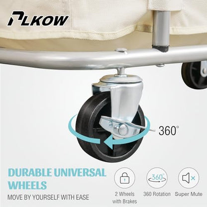 PLKOW 320L Rolling Laundry Cart with Wheels, Beige - color: Beige-320L