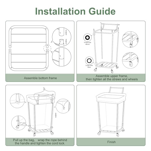 Rolling Laundry Hamper with Wheels and Handle, 160L Rolling Laundry Basket - color: Beige, size: 160L-with handle