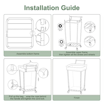 Rolling Laundry Hamper with Wheels and Handle, 160L Rolling Laundry Basket - color: Beige, size: 160L-with handle
