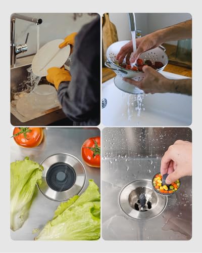 Hibbent Upgraded 3-in-1 Kitchen Sink Drain Strainer & Stopper Combo, Chrome - color: Chrome