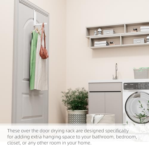 Over the Door Hanger, 2 Pack Foldable Over Door Drying Rack for Laundry - color: White