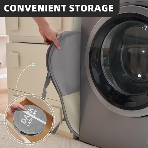 Collapsible Laundry Baskets with 3 Compartments, Black + Grey + Begie - color: Black + Grey + Begie