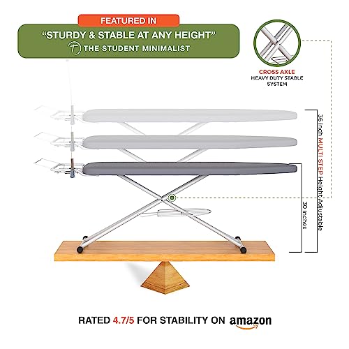 Xabitat Ironing Board 57" x 15" Foldable with Wall Hanger - color: Green + Gray, size: 15 x 57 Inches