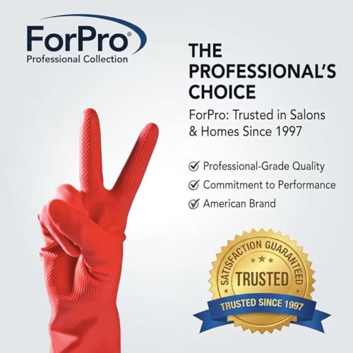 ForPro Natural Rubber Gloves, 6 Pairs Reusable Multi-Purpose Household Cleaning Gloves with Soft Inner Lining, Waterproof & Chemical-Resistant, Wild Cherry, X-Large - color: Wild Cherry, size: X-Large
