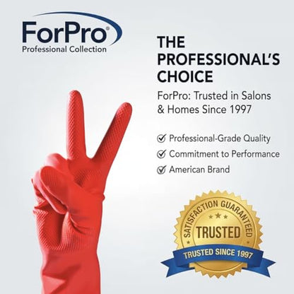ForPro Natural Rubber Gloves, 6 Pairs Reusable Multi-Purpose Household Cleaning Gloves with Soft Inner Lining, Waterproof & Chemical-Resistant, Wild Cherry, Small - color: Wild Cherry, size: Small