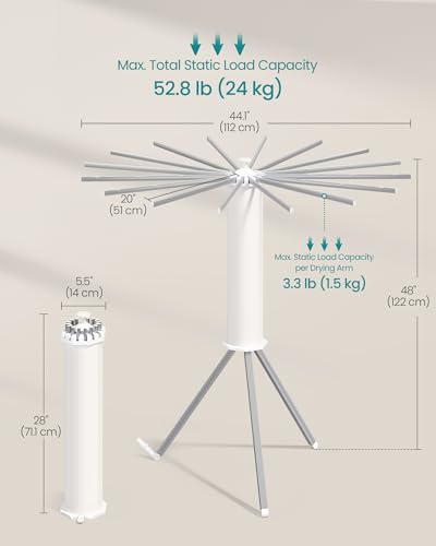SONGMICS Drying Rack, Foldable Rotary Tripod, 16 Pull-Out Aluminum Arms - style: Aluminum Alloy Arms