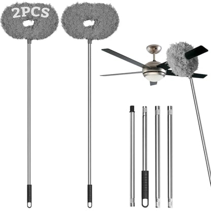 Eunice 2PCS Ceiling Fan Cleaner Duster with Extension Pole,Gray 4.2FT - color: Gray, size: 4.2FT