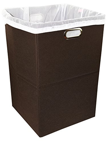 Freegrace Extra Large Laundry Hamper, Foldable Basket with Laundry Bag - color: Brown