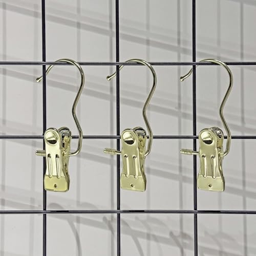 Hangers Clips,Stainless Hooks for Closet Hooks,Heavy Duty Clothespins Laundry Hanging Hooks,Travel Portable Clothes,Boot Tall Towel Hats Socks Pants and Bras (30, Gold) - color: Gold