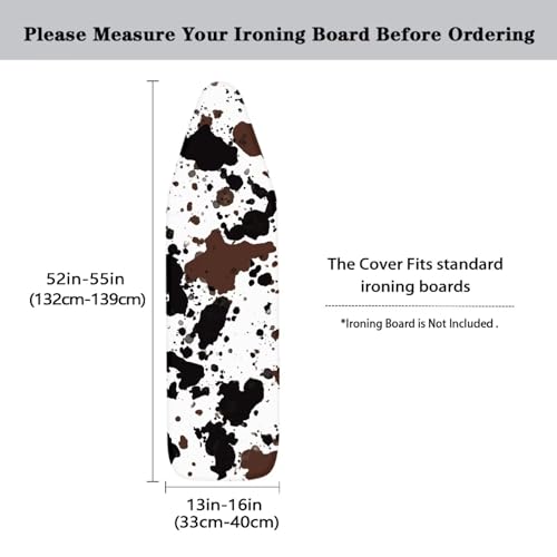 Brown Cow Ironing Board Cover and Pad Iron Pad Covers Resist Scorching and Staining Standard Boards Hook and Loop Fastener Strap - color: Brown Cow