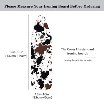 Brown Cow Ironing Board Cover and Pad Iron Pad Covers Resist Scorching and Staining Standard Boards Hook and Loop Fastener Strap - color: Brown Cow