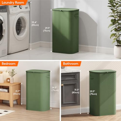 Lifewit 105L Large Laundry Hamper with Lid, Removable Inner Bag, Green - color: Green, size: 105L