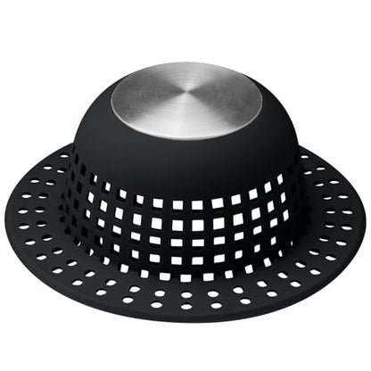 Aluvor Shower Drain Hair Catcher Bathtub Drain Cover Sink Drain Protector - color: Silver Black