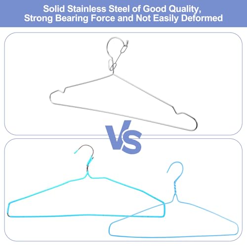 16.5” Lockable Wire Clothes Hangers, 20 Pack 4mm Windproof Stainless Steel RV Hangers Wire Heavy Duty Lock Hook Metal Closet Hanger Space Saving Metal Hanger for Closet RV Hotel Wardrobe