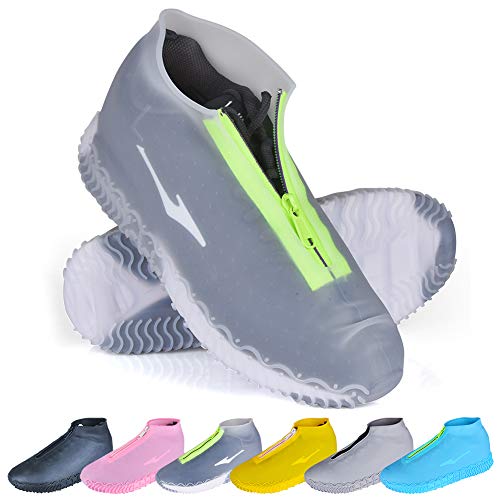 Shoe Covers Waterproof Reusable Foldable Not-Slip Rain Shoe Covers with Zipper,Shoe Protectors Overshoes Rain Galoshes for Kids Men and Women - color: Transparent, size: S (Kids 3-5 Year)