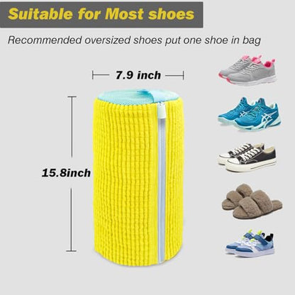 Shoe Washing Machine Bag,Laundry Shoe Bag for Washer and Dryer,Reusable Shoe Cleaning Bag for Sneakers,Tennis Shoes,With Self-locking Zipper, Microfiber Inside,Include Shoe Bag (Pro Yellow - 2 Pack) - color: Pro Yellow - 2 Pack