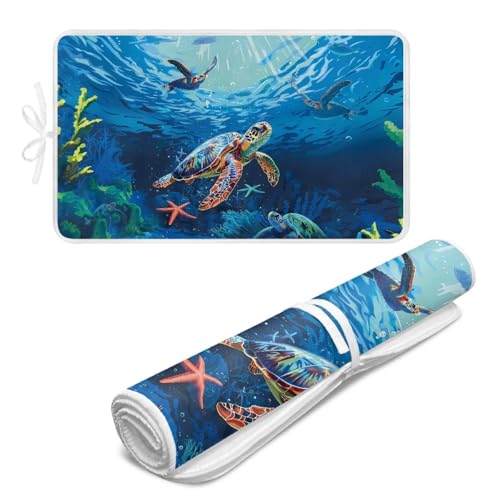 Ironing Mat Portable Iron Pad Magnetic Cover and Padding for Top of Washer, Dryer, Tabletop, Countertop,Travel Small Size Ocean Sea Turtle Ironing Pads 32 x 16 Inch - color: Ocean Sea Turtle