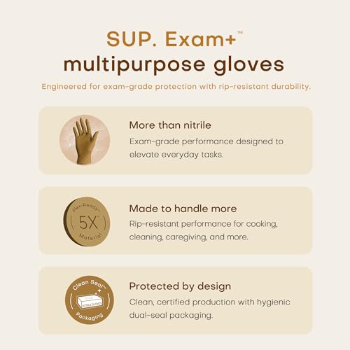 SUP Powder-Free Nitrile Exam Gloves, 100/1000 Ct Food Safe Latex-Free Disposable Glove Medical Cooking Cleaning Food Prep Tan - color: 100 Small (Trail Tan)
