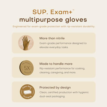 SUP Powder-Free Nitrile Exam Gloves, 100/1000 Ct Food Safe Latex-Free Disposable Glove Medical Cooking Cleaning Food Prep Tan - color: 100 Large (Trail Tan)