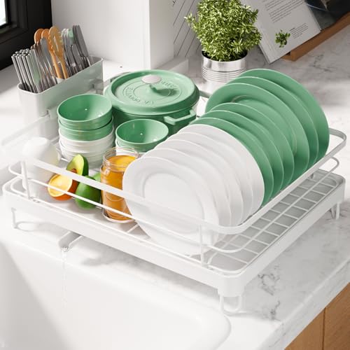 Kitsure Dish Drying Rack for Kitchen Counter, 12.7''W x 16.7''L, White - color: White, size: 12.7''W x 16.7''L - 1 Tier