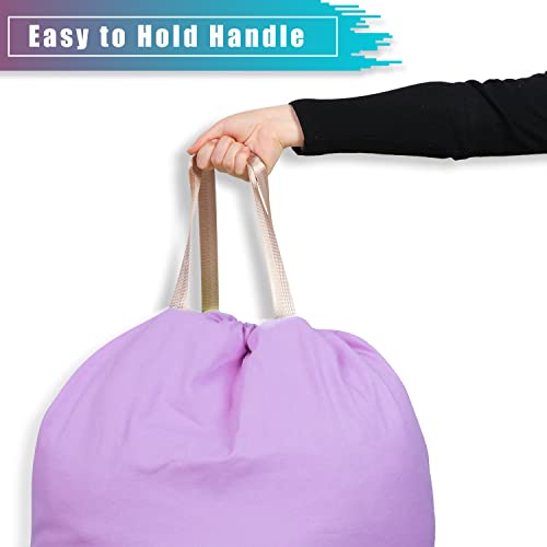 LOLOMLO Extra Large Canvas Laundry Bags with Handles & Drawstring Closure, Heavy Duty Tears Resistant Clothes Storage Travel Bags,25.5"x34",Purple - color: Purple
