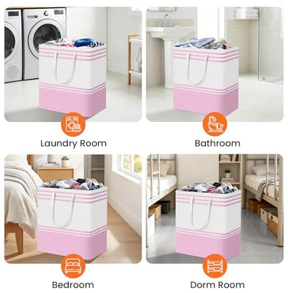 TranquilRelax 3-Pack Laundry Basket, Laundry Hamper, Pink-100L - color: Pink, size: 100L