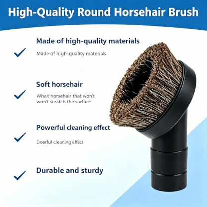 1 1/2 Inch Soft Horse Hair Vacuum Brush Attachment Compatible with ProTeam Backpack Vacuum -Replacement 3" Round Dust Brush for Vac Cleaner Parts # 100110
