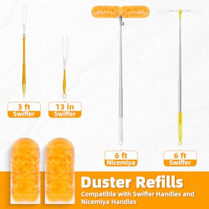 6 ft Extendable Duster Kit with 20 Refills for Swiffer Duster - color: 20 Orange Refills + Extended Handle