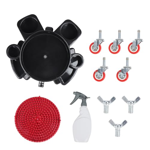 LCGP Bucket Dolly 5 Gallon Car Wash Professional Cleaning Bucket with Heavy Duty Wheeled Casters, Complimentary Strainer and Sprayer, Black - size: Dolly with Dirt Guard and bottle