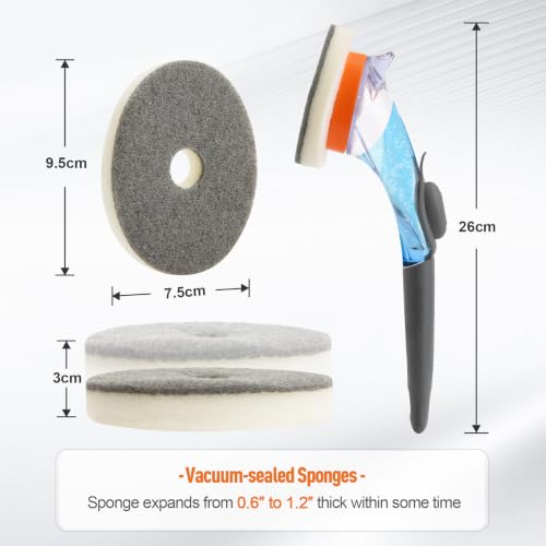 CLEANHOME Dish Wand with Soap Dispenser Scrubber Brush