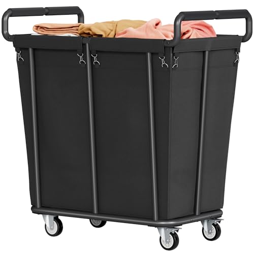Gewudraw Extra Large Laundry Hamper with Wheels, Heavy Duty Hamper, 360L - color: Black, size: 1-Section-360L