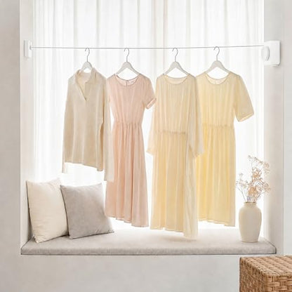 Telescopic Clothes Line, Adjustable Indoor Outdoor Drying Line, Portable Multifunction Drying Rack (White) - color: White