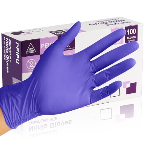 PElPU Nitrile Gloves, Disposable cleaning, Powder Free, Latex Free, Non-Sterile Protective Gloves - size: Large (Pack of 100)