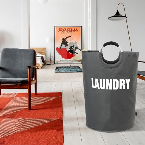 DOKEHOM 160L XX-Large Laundry Basket Bag, Collapsible Hamper, Dark Grey - color: Dark Grey, size: 160L
