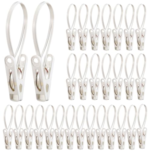 Honeydak 30 Pack Baby Hangers with Clips for Pants Sock, White - color: White