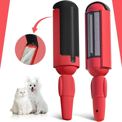 Reusable Pet Hair Remover Roller for Furniture, Clothes & Carpet – Durable ABS Material, Easy Clean Lint Roller for Dogs & Cats – Eco-Friendly & No Adhesive Needed (Red) - color: Red